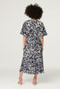 Navy | Printed Split Front Midi Dress