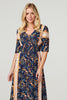 Navy | Printed 1/2 Sleeve Maxi Dress