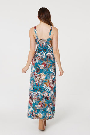 Feather print store maxi dress