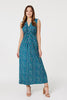 Green | Printed Gathered Front Maxi Dress