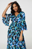 Blue | Printed Ruffle Hem Empire Maxi Dress