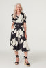 Black | Monochrome Floral Ruched Waist Dress : Model is 5'8.5