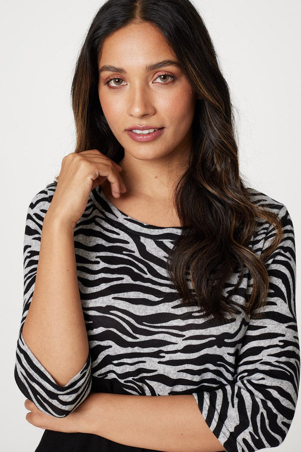 Black | Zebra Colour Block Mini Dress