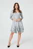 Grey | Printed Hanky Hem Wrap Dress