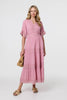 Pink | Lace Trim 1/2 Angel Sleeve Maxi Dress
