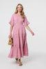 Pink | Lace Trim 1/2 Angel Sleeve Maxi Dress
