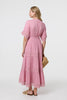 Pink | Lace Trim 1/2 Angel Sleeve Maxi Dress
