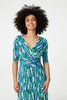 Green | Printed 1/2 Sleeve Faux Wrap Dress