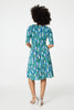 Green | Printed 1/2 Sleeve Faux Wrap Dress