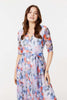 Blue | Floral Semi Sheer Layered Midi Dress