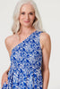 Blue | Printed Asymmetric Midi Sun Dress