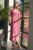 Pink | Printed Knot Front Midi Tea Dress : Model is 5'9