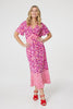 Pink | Printed Knot Front Midi Tea Dress : Model is 5'10