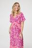 Pink | Printed Knot Front Midi Tea Dress