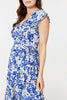 Blue | Printed Tie Waist Midi Wrap Dress