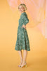 Green | Leopard Print High Neck Tea Dress : Model is 5'10