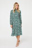 Green | Leopard Print High Neck Tea Dress : Model is 5'10