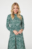 Green | Leopard Print High Neck Tea Dress