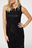 Black | Sequin Fringed Hem Midi Shift Dress