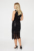 Black | Sequin Fringed Hem Midi Shift Dress