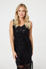 Black | Sequinned Fringe Hem Midi Dress