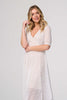 White | Lace Detail Hanky Hem Midi Wrap Dress