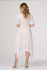 White | Lace Detail Hanky Hem Midi Wrap Dress