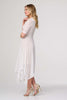 White | Lace Detail Hanky Hem Midi Wrap Dress