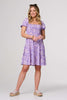 Purple | Printed Short Bardot Smock Dress