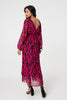 Purple | Animal Print V-Neck Curve Hem Midi Dress