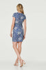 Blue | Animal Print Ruched Short Wrap Dress