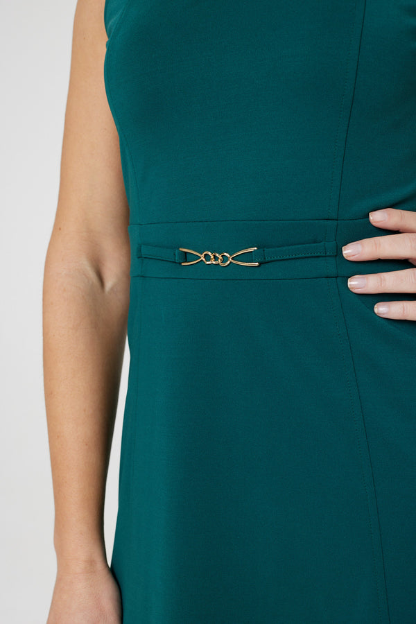 Green | Belt Detail Sleeveless Short Skater Dress