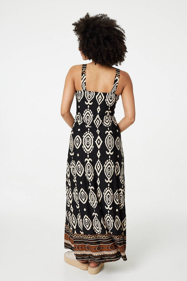 Black And White | Printed Sleeveless Empire Maxi Dress