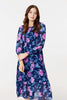 Navy | Floral Semi-Sheer Tiered Midi Dress