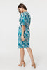 Green | Printed 1/2 Angel Sleeve Faux Wrap Dress