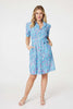 Blue | Printed Tie Waist Short Shirt Dress