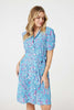 Blue | Printed Tie Waist Short Shirt Dress