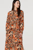 Orange | Floral Long Sleeve Midi Shirt Dress
