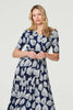 Navy | Printed Short Sleeve Wrap Tea Dress