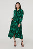 Green | Paisley Long Sleeve Midi Shirt Dress
