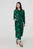 Green | Paisley Long Sleeve Midi Shirt Dress
