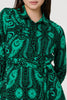 Green | Paisley Long Sleeve Midi Shirt Dress
