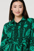 Green | Paisley Long Sleeve Midi Shirt Dress
