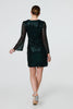 Green | Sequin Semi Sheer Long Sleeve Mini Dress
