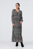 Black | Leaf Print Long Sleeve Relaxed Maxi Dress
