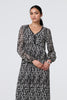 Black | Leaf Print Long Sleeve Relaxed Maxi Dress
