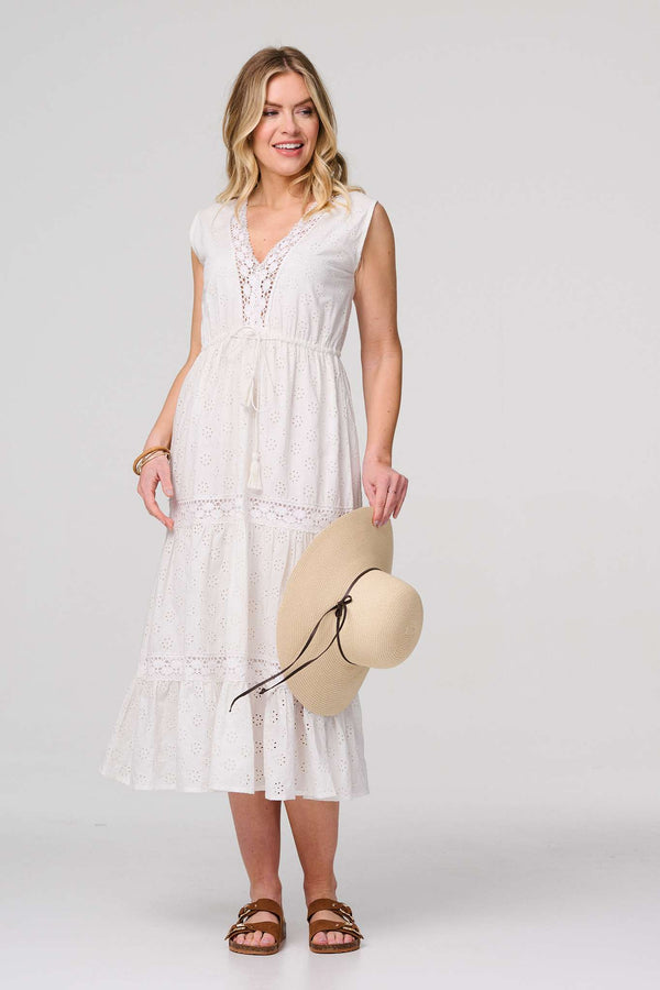 White | Broderie Anglaise Tiered Dress