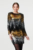 Gold | Sparkly Sequin Long Sleeve Mini Dress
