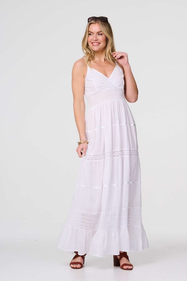 White | Broderie Anglaise Cami Maxi Dress