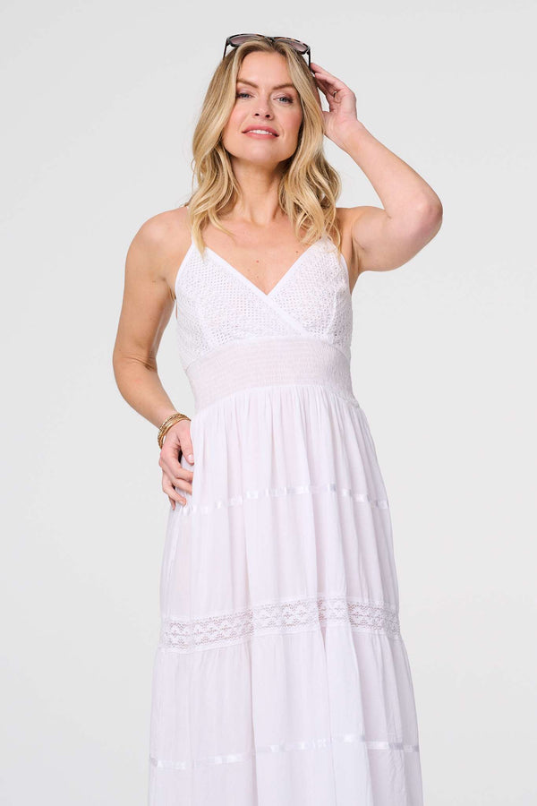 White | Broderie Anglaise Cami Maxi Dress